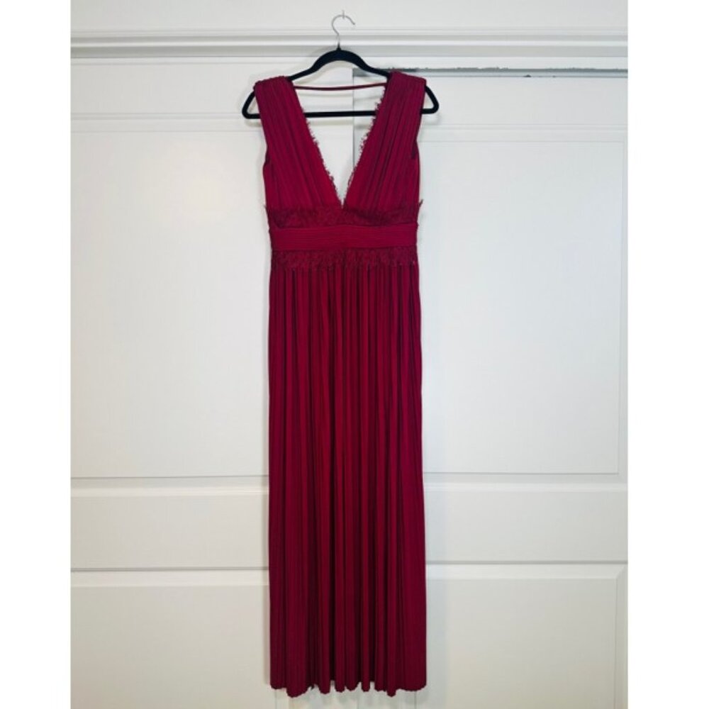 ASOS Burgundy V‑Neck Maxi Dress with Side Split - Picture 5 of 14